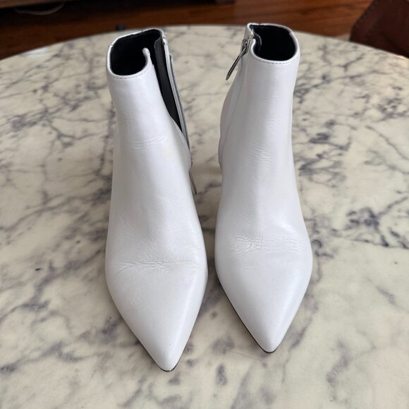 Sam Edelman Kinzey White Leather Kitten Heels Ankle Boots Womens Size US 6 - Picture 1 of 9